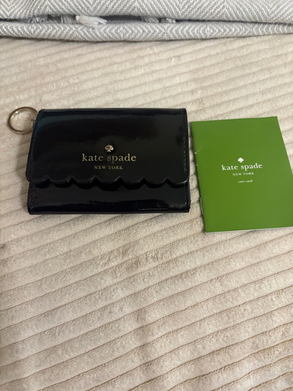 kate spade Black Patent Leather Scallop Key Ring Wallet